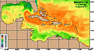 Map of temperature in the Caribbean on November 1, 2002.