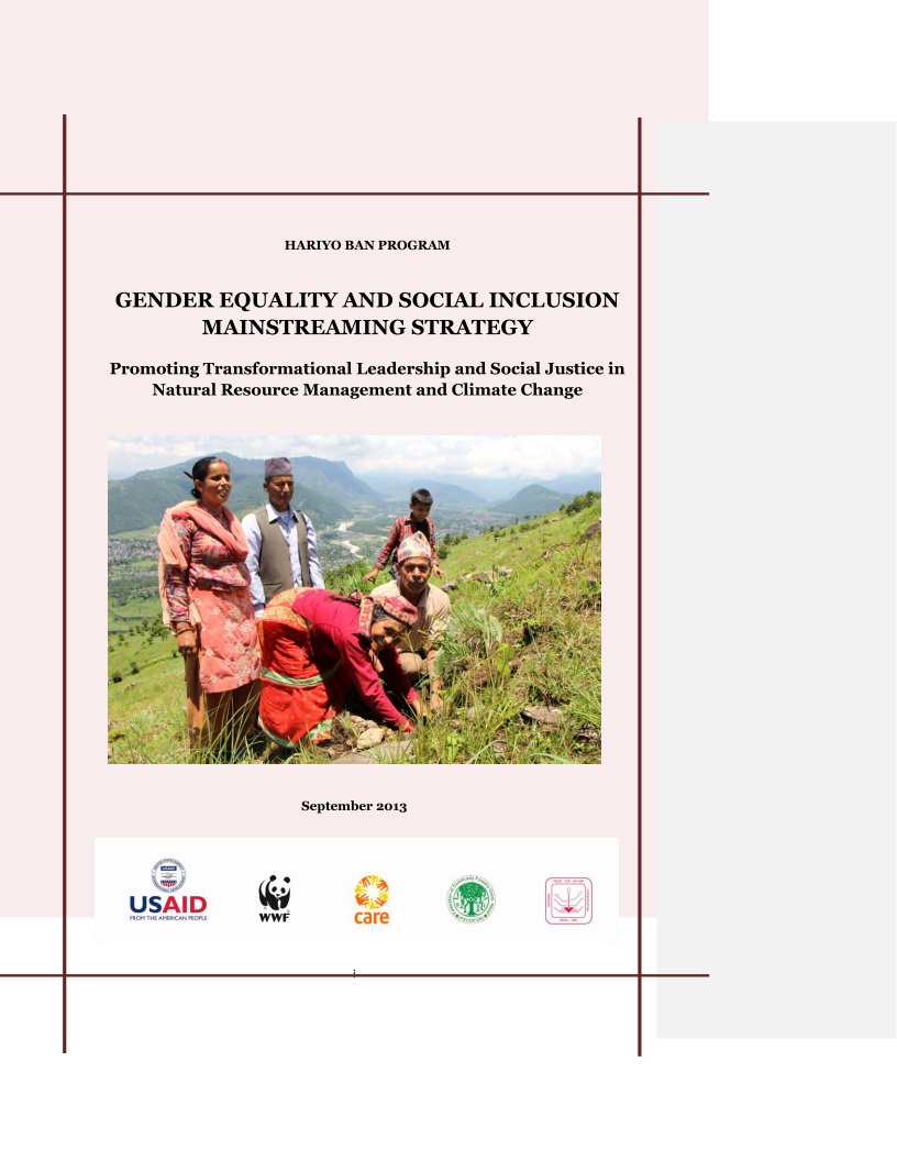 Gender Equality and Social Inclusion Mainstreaming Strategy | WWF