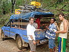 Taking a break while truck breaks down, Madagascar.